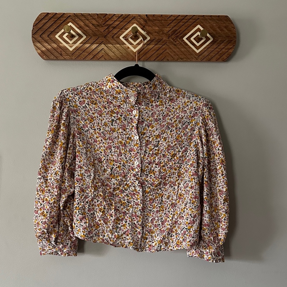 ROLLA'S Floral Button-Up Blouse - Pink and Yellow
